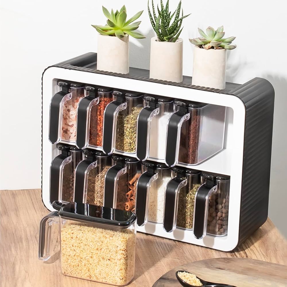 12-Jar Rotating Spice Organizer Rack