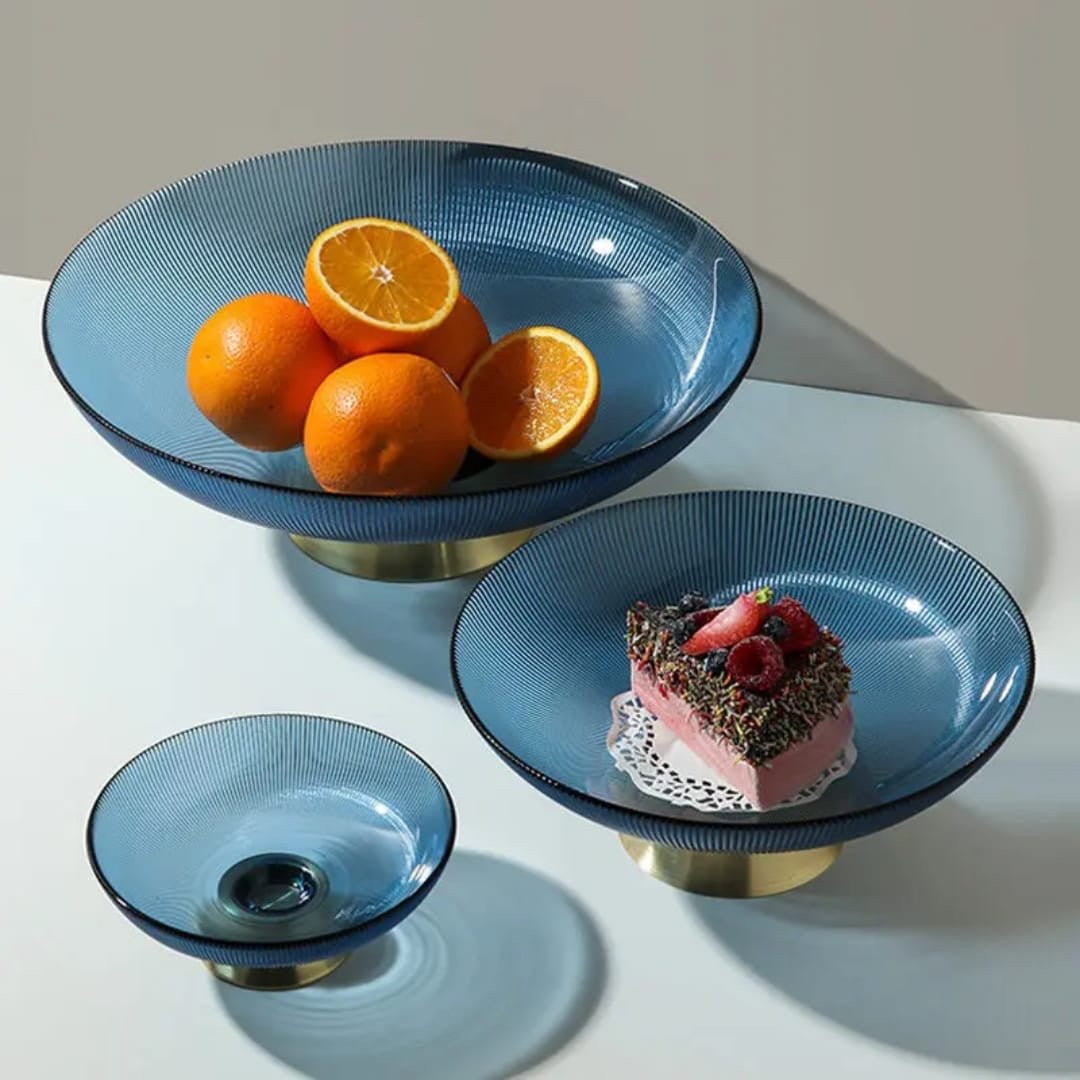 3-Piece Glass Serving Plate Set – Elegant Table Display