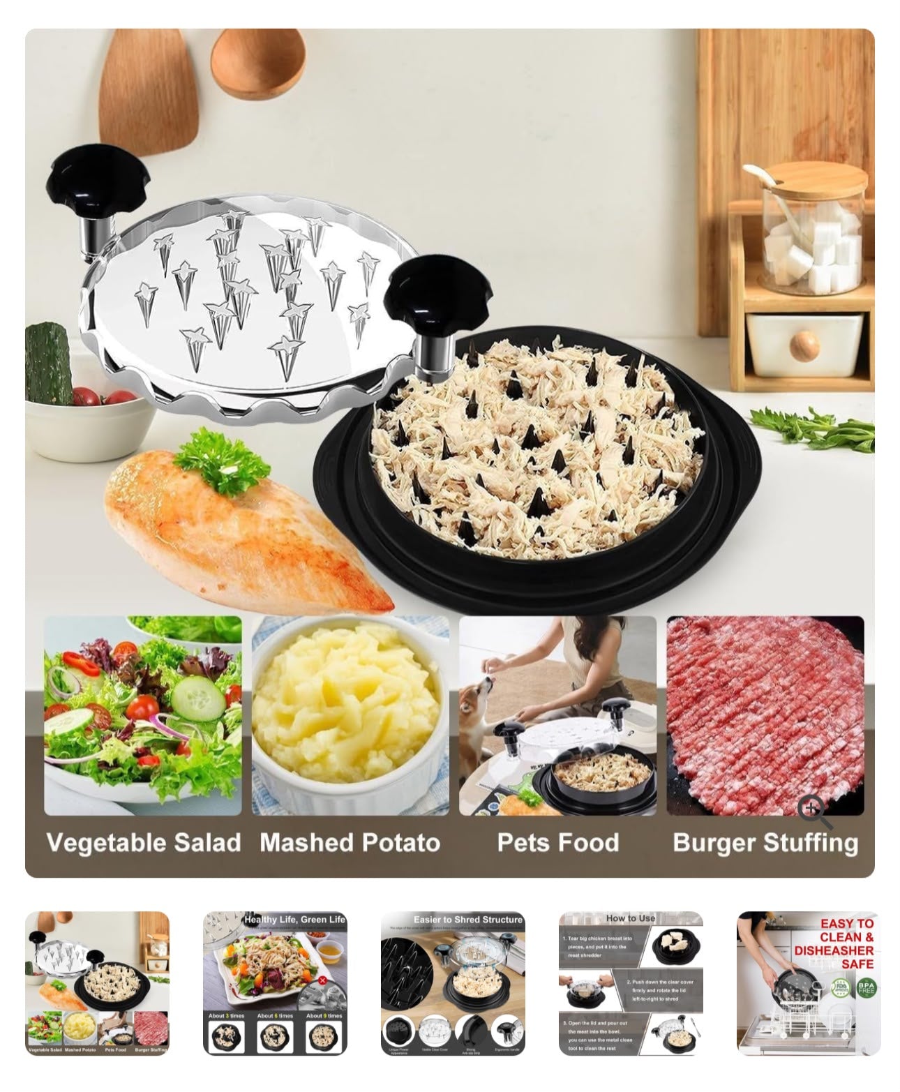 Chicken & Meat Cutting Board with Built-in Cutter