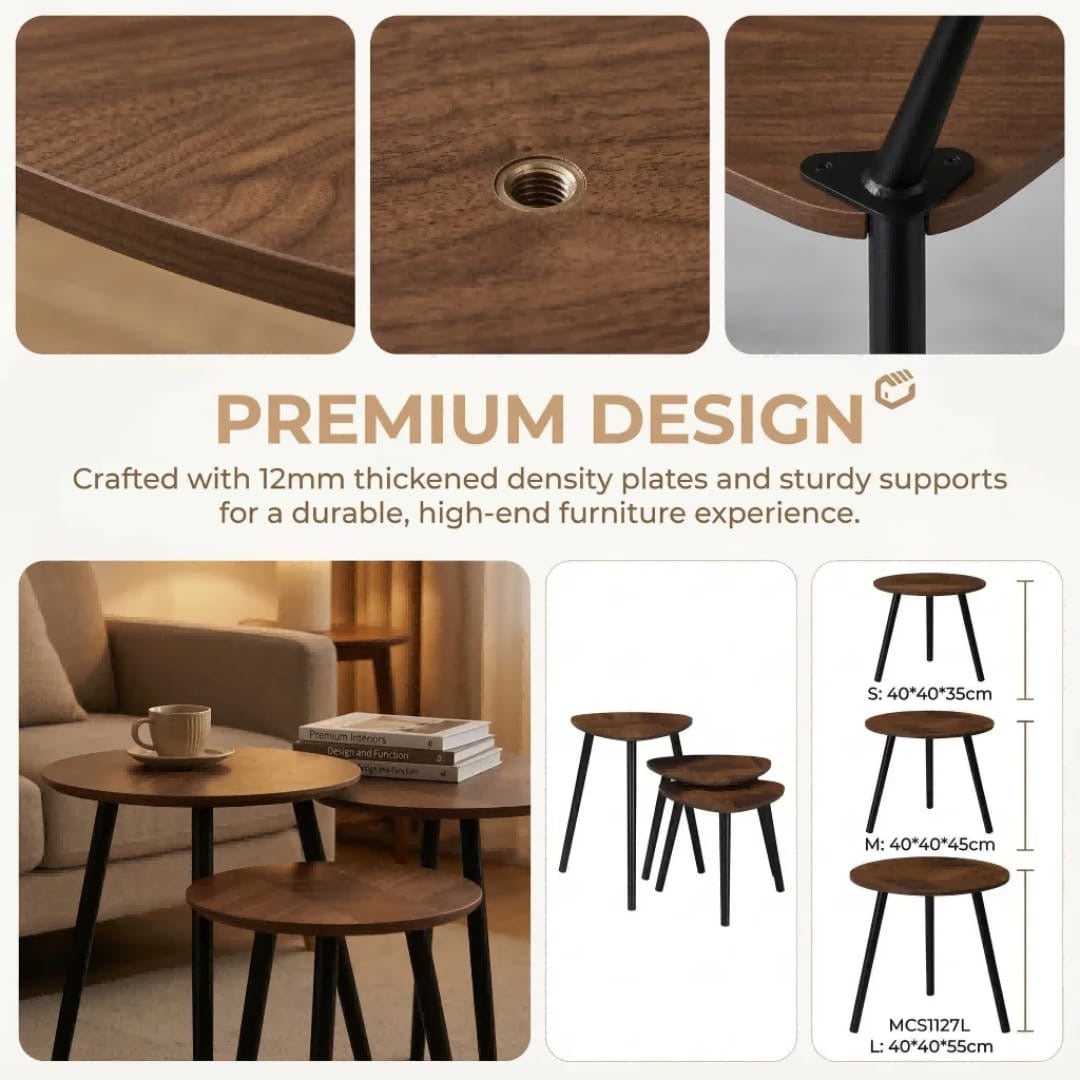 3-Piece Wooden Nesting Table Set