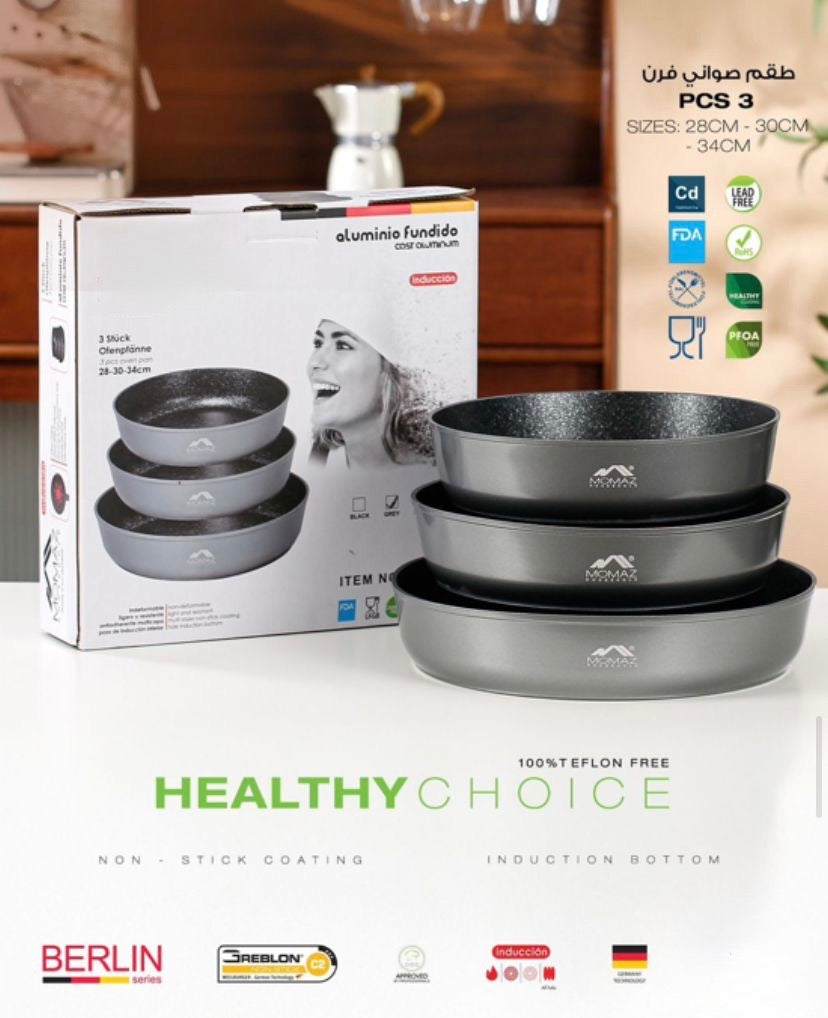 Premium German Nonstick Oven Tray Set – 3 Pieces