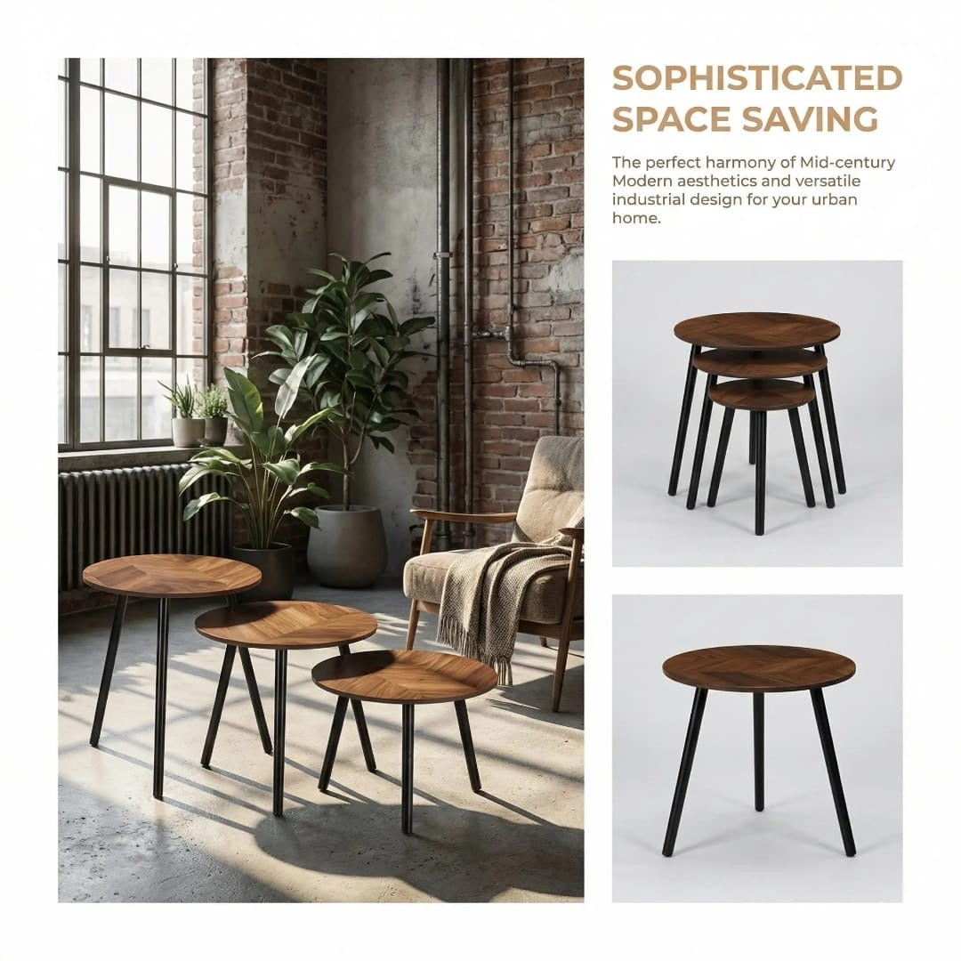 3-Piece Wooden Nesting Table Set