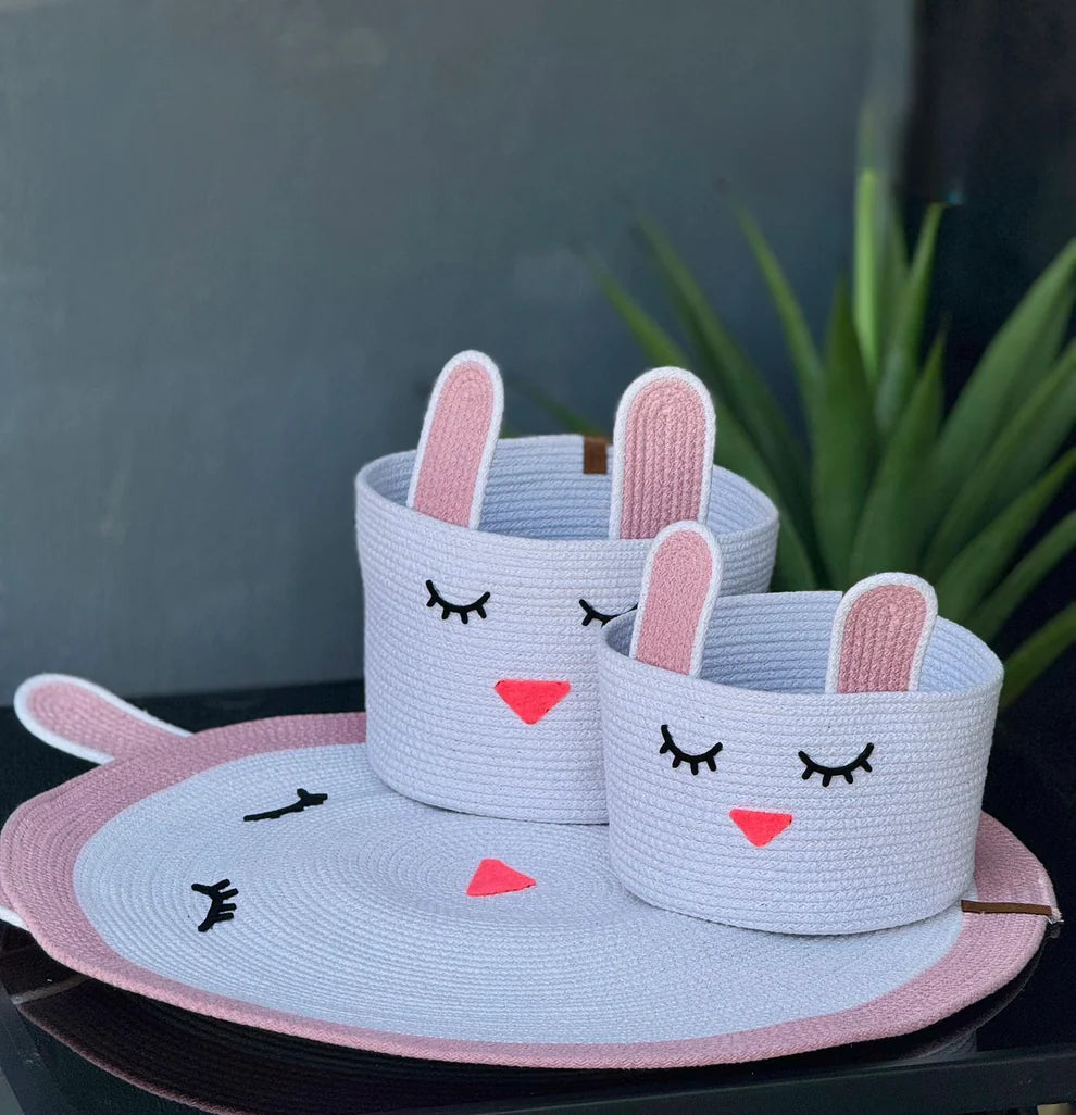 Premium Woven Linen Mat and Basket Set