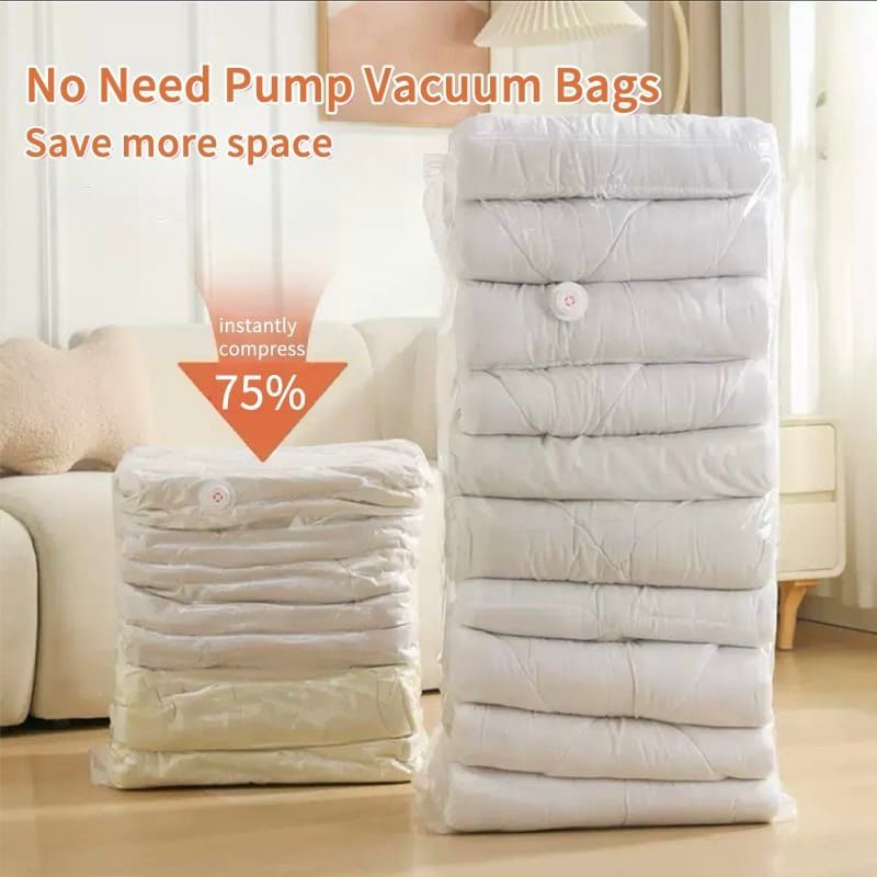 Reusable Vacuum Storage Bag – No Pump Needed